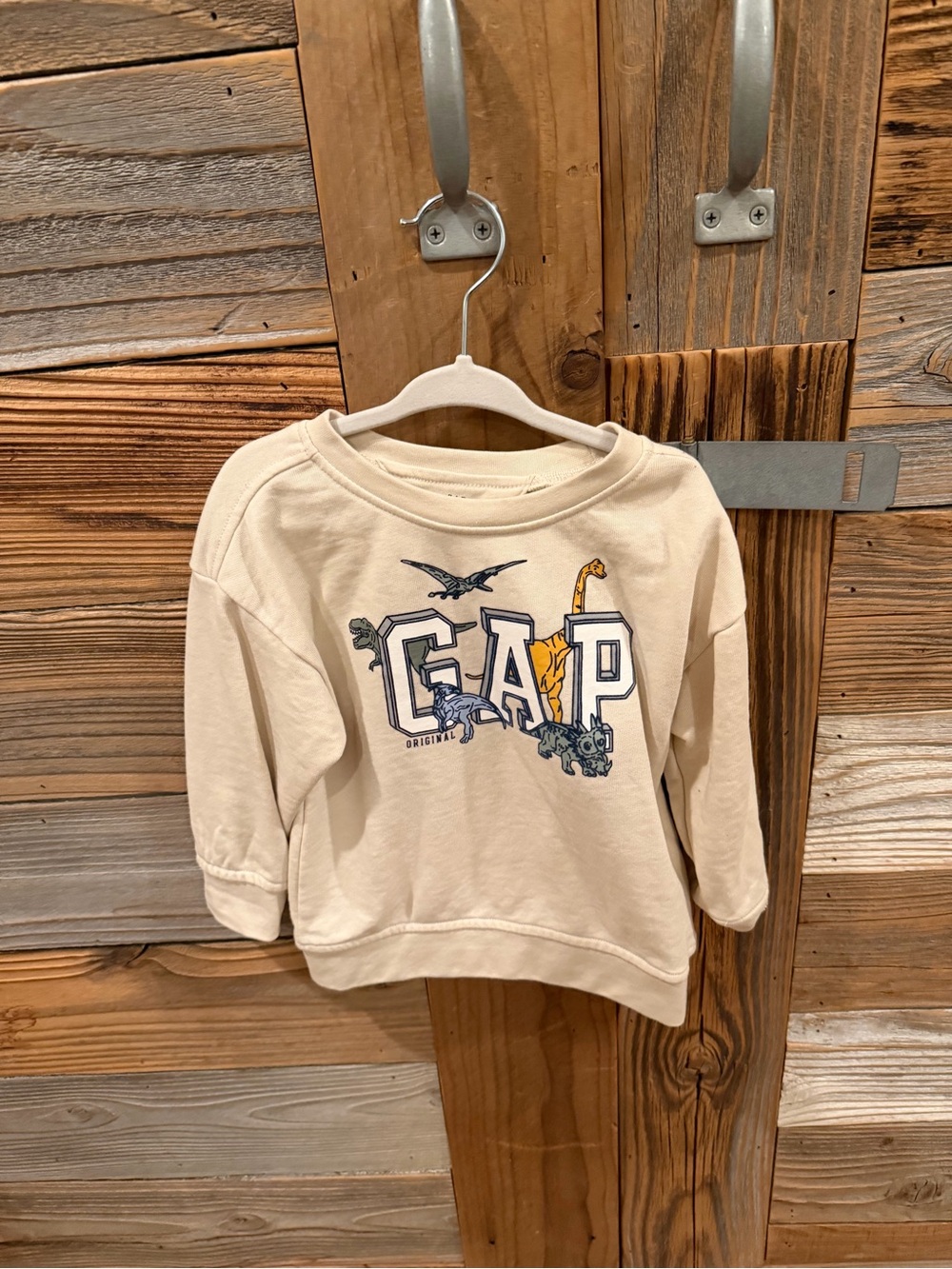 GAP Cream Long Sleeve Kids Tee with Animal Logo